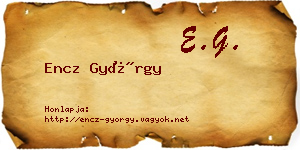 Encz György névjegykártya